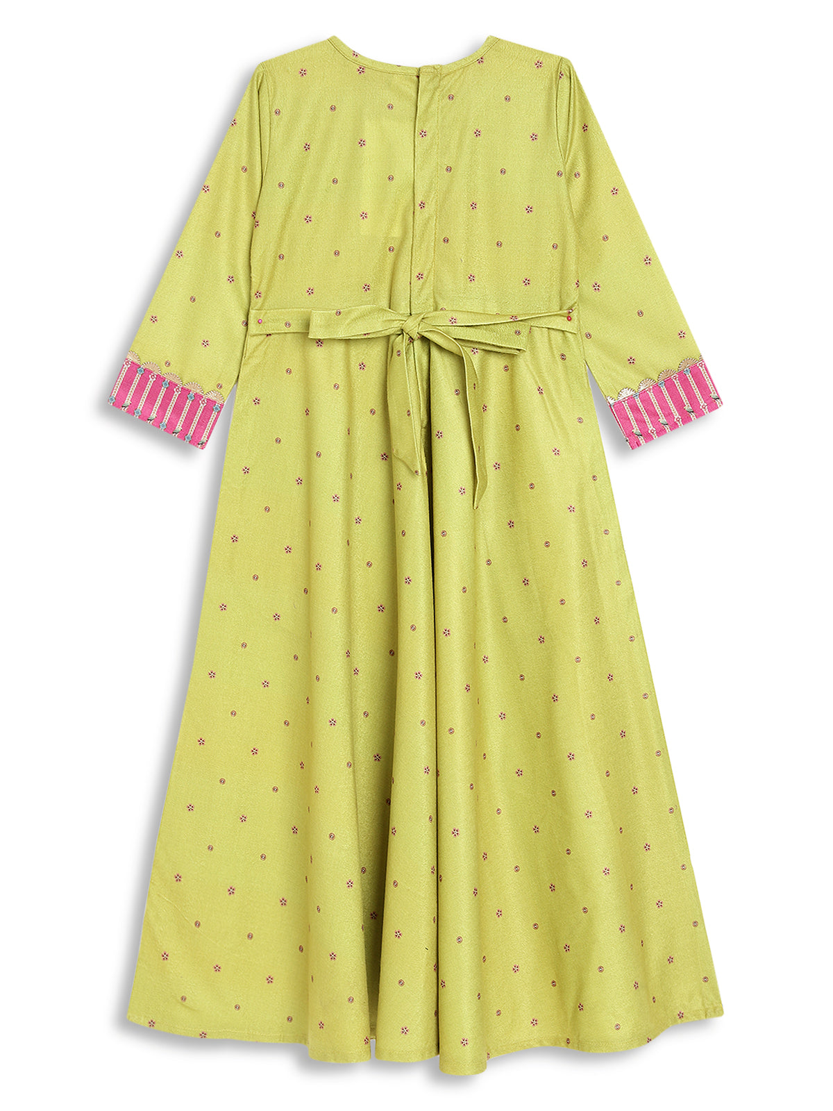 Ahalyaa Girls Printed A Line Velvet Maxi Kids Ethnic Dress