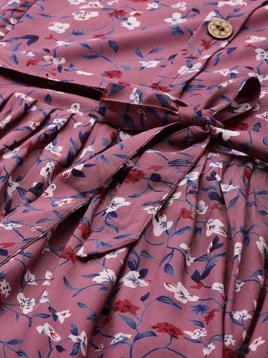 MomToBe Mauve Floral Printed Maternity Nursing Maxi Dress