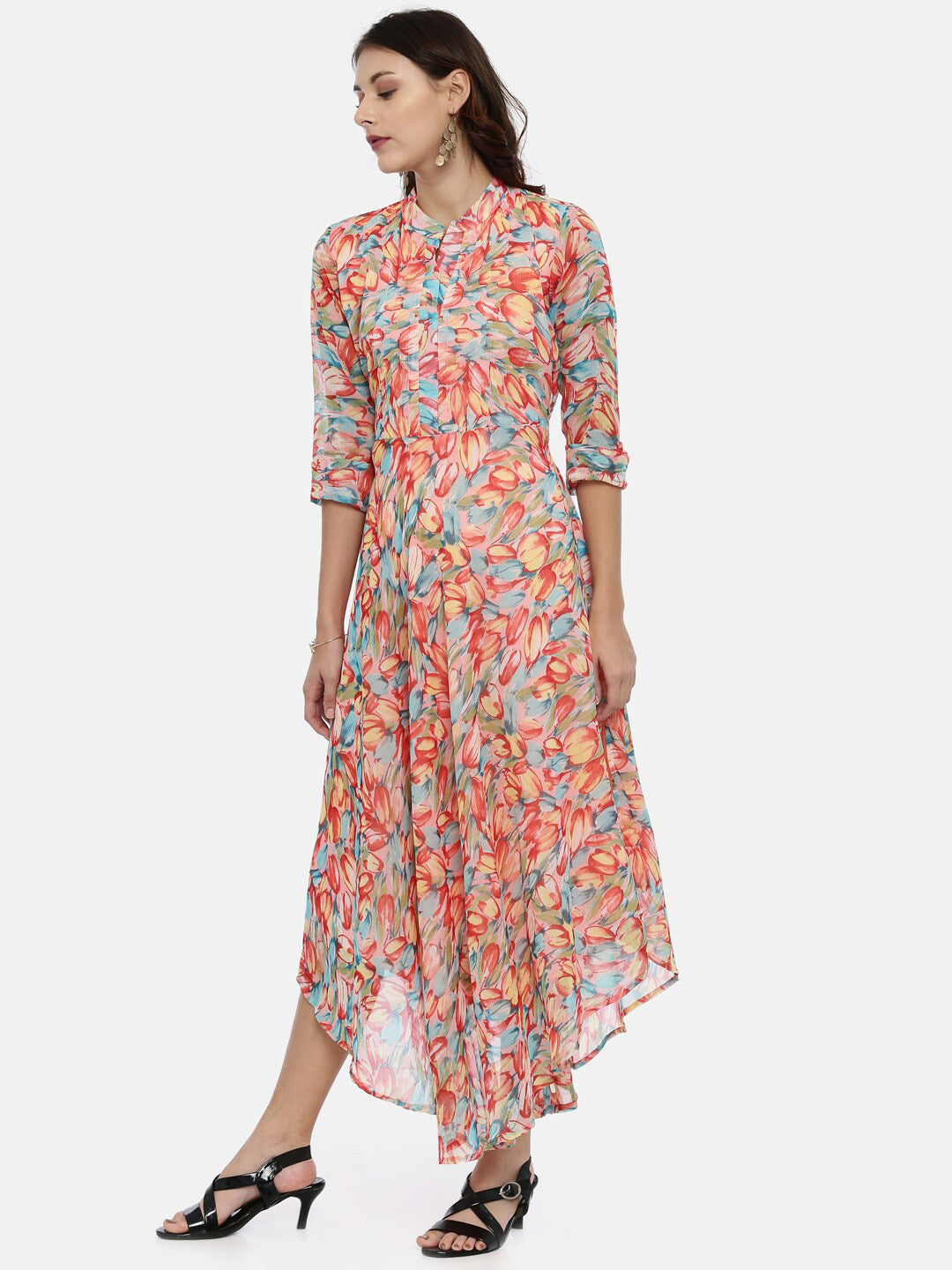 Souchii Floral Chiffon Midi Dress