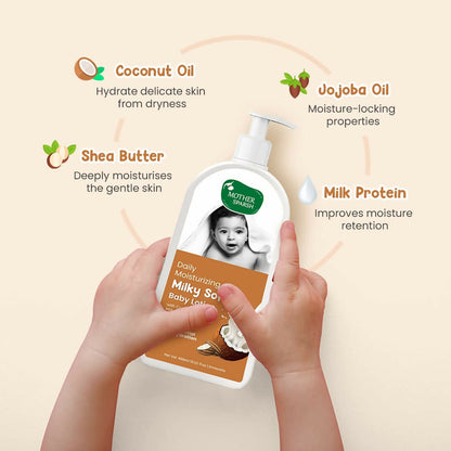 Mother Sparsh Milky Soft Baby Lotion With Milk Protein, Coconut Oil & Shea Butter For 24Hrs Moisturization