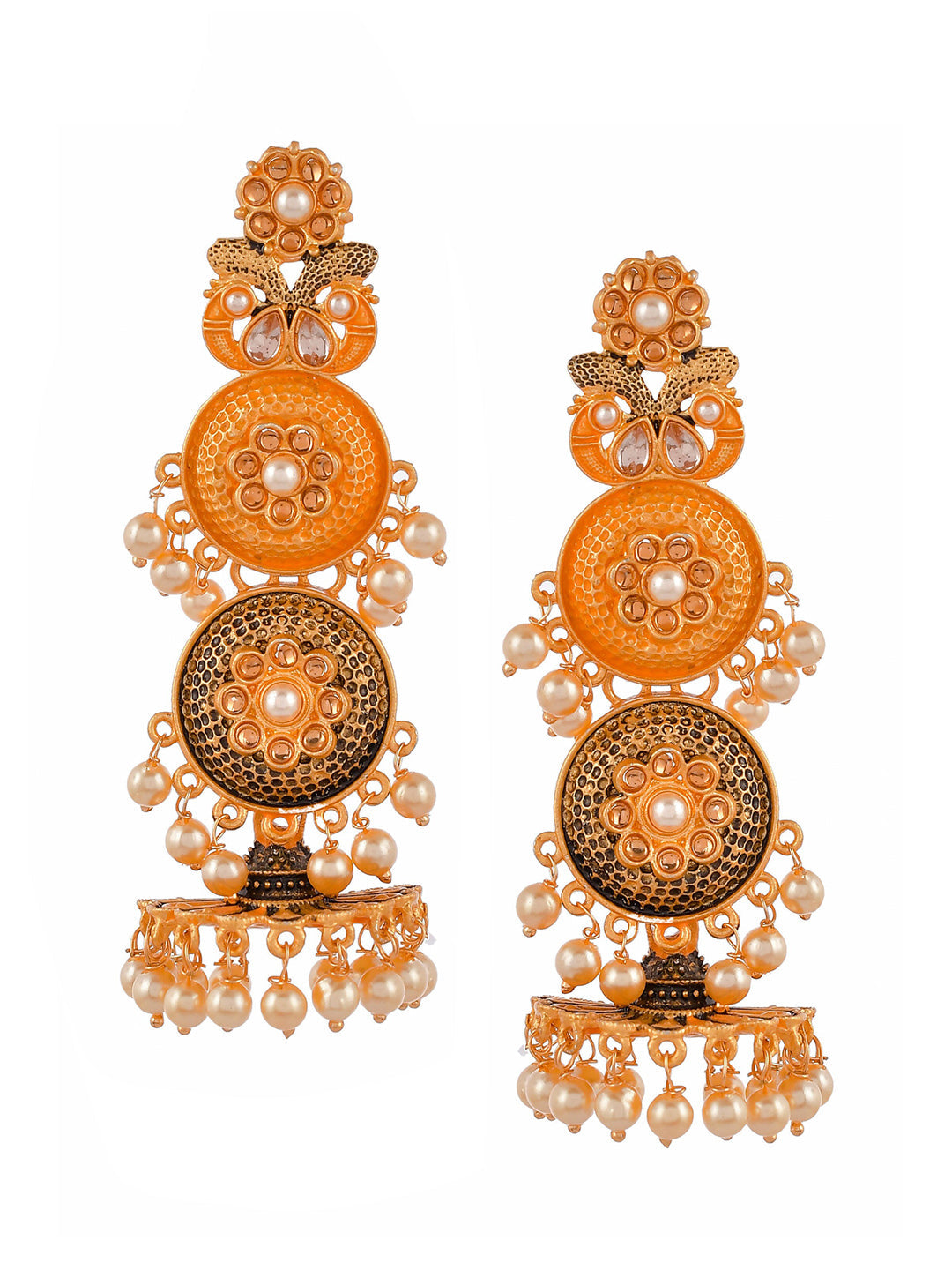 Shoshaa Gold-Toned Contemporary Jhumkas Earrings