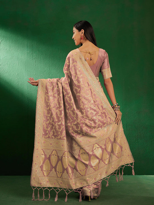 Sangria Floral Woven Design Banarasi Saree