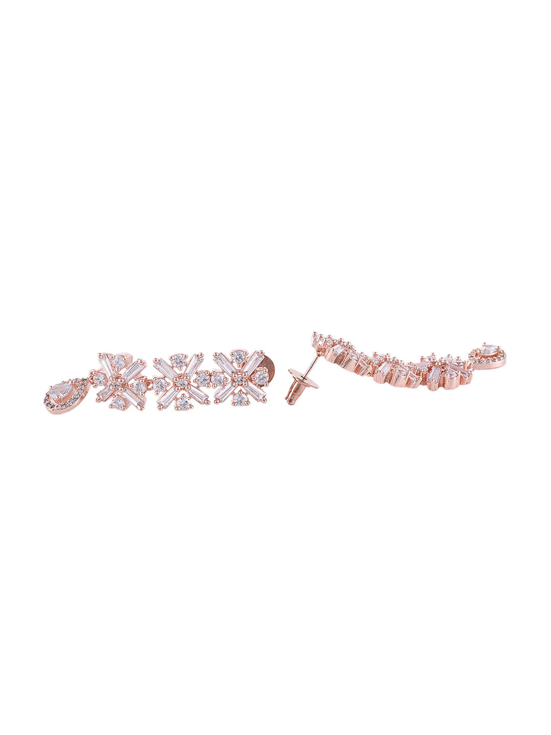 Saraf RS Jewellery Rose Gold-Polished American Diamond Studded Handcrafted Jewellery Set