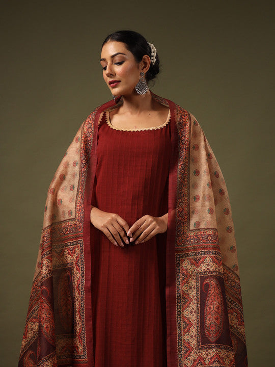 Anayna Women Pure Cotton Kurta with Trousers & With Dupatta