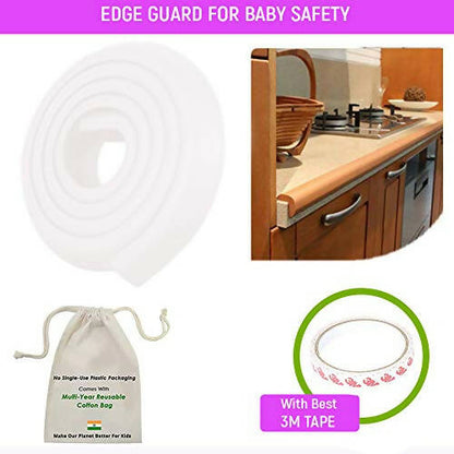 Safe-O-Kid Unique High Density L-Shaped 2 Mtr Long Mini 4 Edge Guard With 16 Corner Cushions - Cream