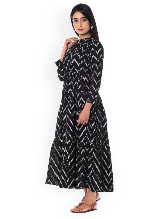 Anayna Women Black Printed Fit and Flare Dress