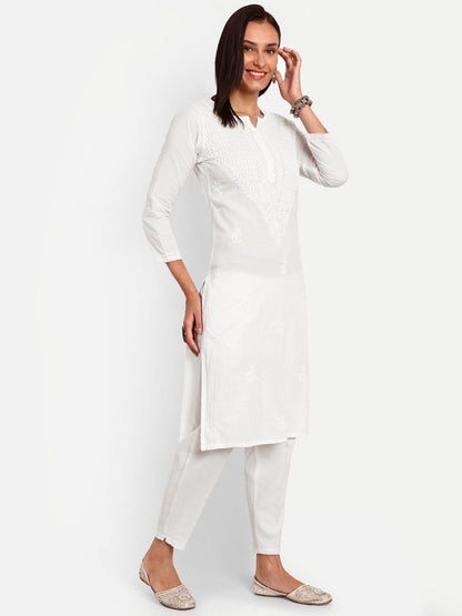 ADA Floral Embroidered Chikankari Kurta