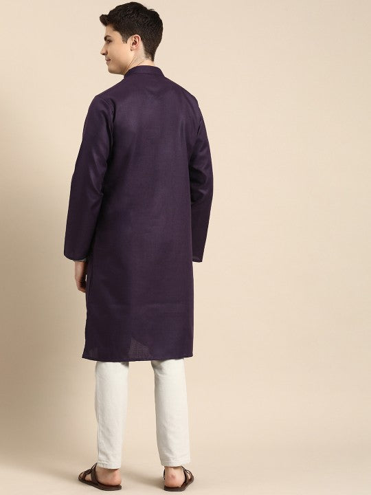 Anouk Men Solid Kurta Purple