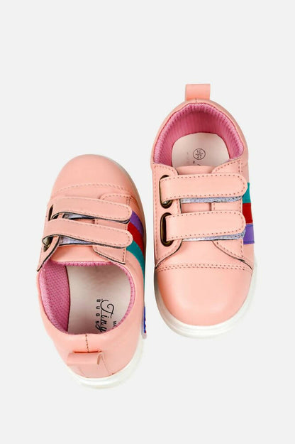 Tiny Bugs For Boys & Girls Double Velcro Sneakers - Pink