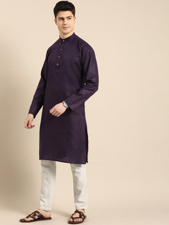 Anouk Men Solid Kurta Purple