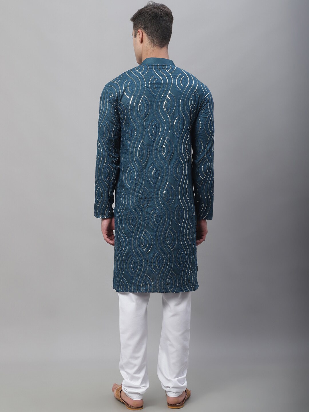 Sojanya Ethnic Motifs Embroidered Sequinned Pure Cotton Kurta with Churidar