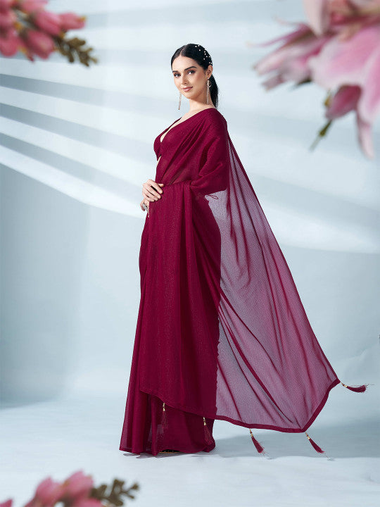 Tikhi Imli Satin Saree With Belt