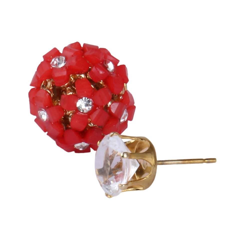 Trendoo Jewelry Gold-Polished Stylish Fancy Party Wear Red Studs