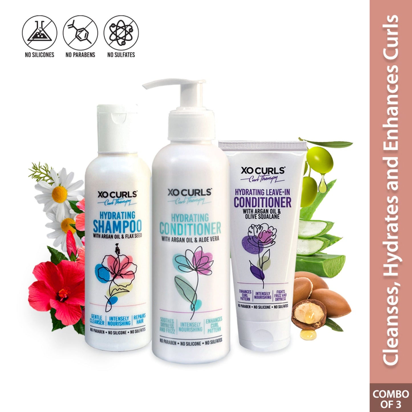 XO Curls Shampoo, Conditioner & Leave-In Conditioner Combo