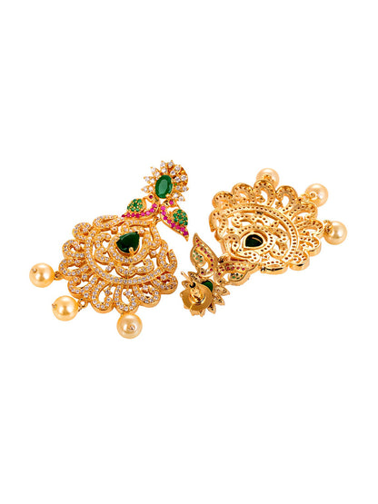 Saraf RS Jewellery Women Gold and Green Gold-Polished Jewellery Set
