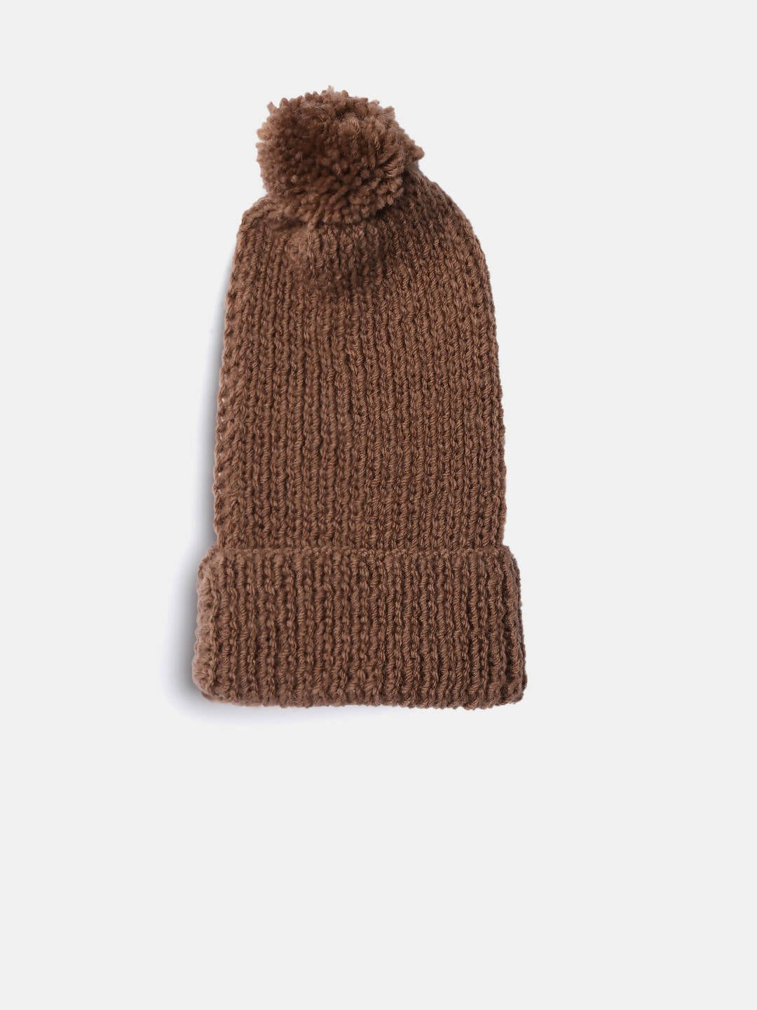 Chutput Kids Woollen Hand Knitted Pom Pom Detailed Cap - Brown