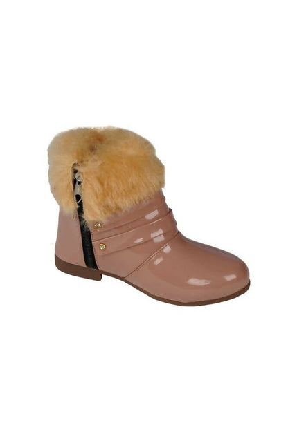 Tiny Bugs Girls Buckle Embellished Ankle Length Boots - Peach
