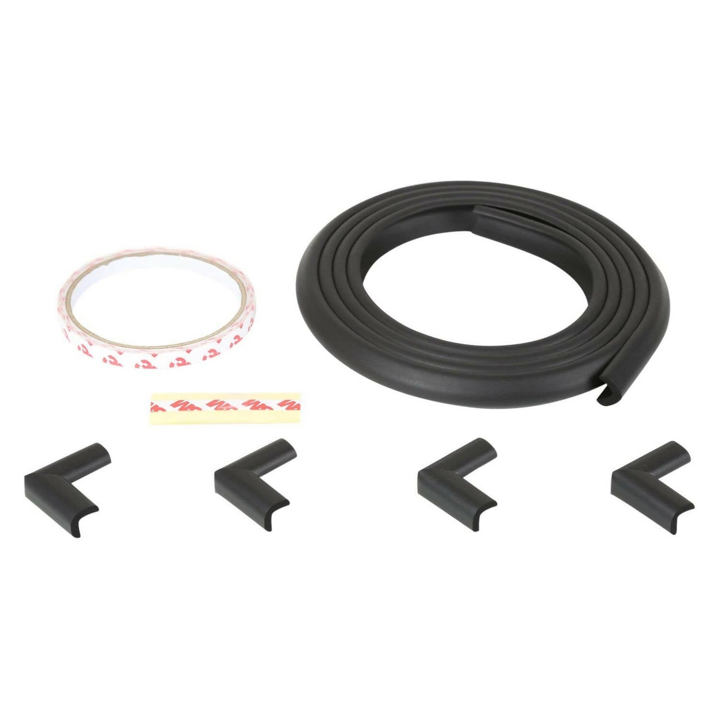 Safe-O-Kid Unique High Density L-Shaped 2 Mtr Long Mini 1 Edge Guard With 4 Corner Cushions - Black