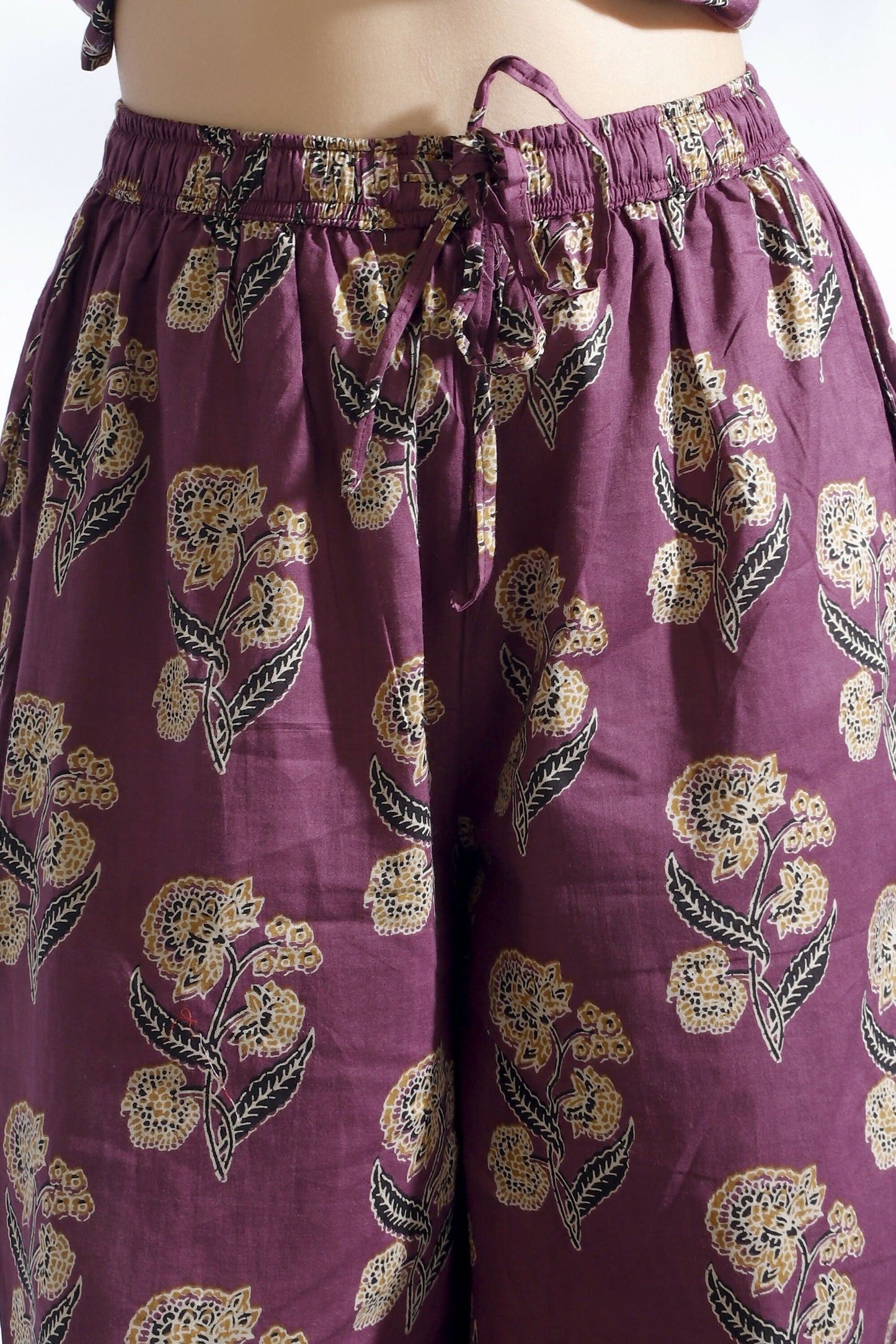 Breathables Wine Butta Cotton Co-Ord Set – Kurta With Straight Pants