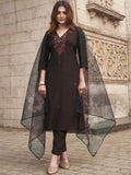 Tikhi Imli Floral Embroidered V-Neck Straight Thread Work Kurta With Trousers And Dupatta