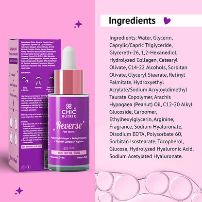 Chicnutrix Korean Wrinkle Reduction Routine Combo - Daily Collagen + Reverse Anti-aging Serum
