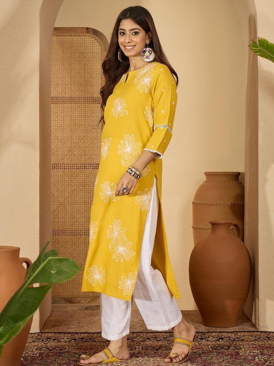 Sangria Women Embroidered Thread Work Floral Kurta