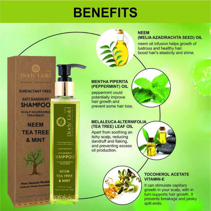 Body Gold Anti Dandruff Shampoo With Neem Tea Tree & Mint