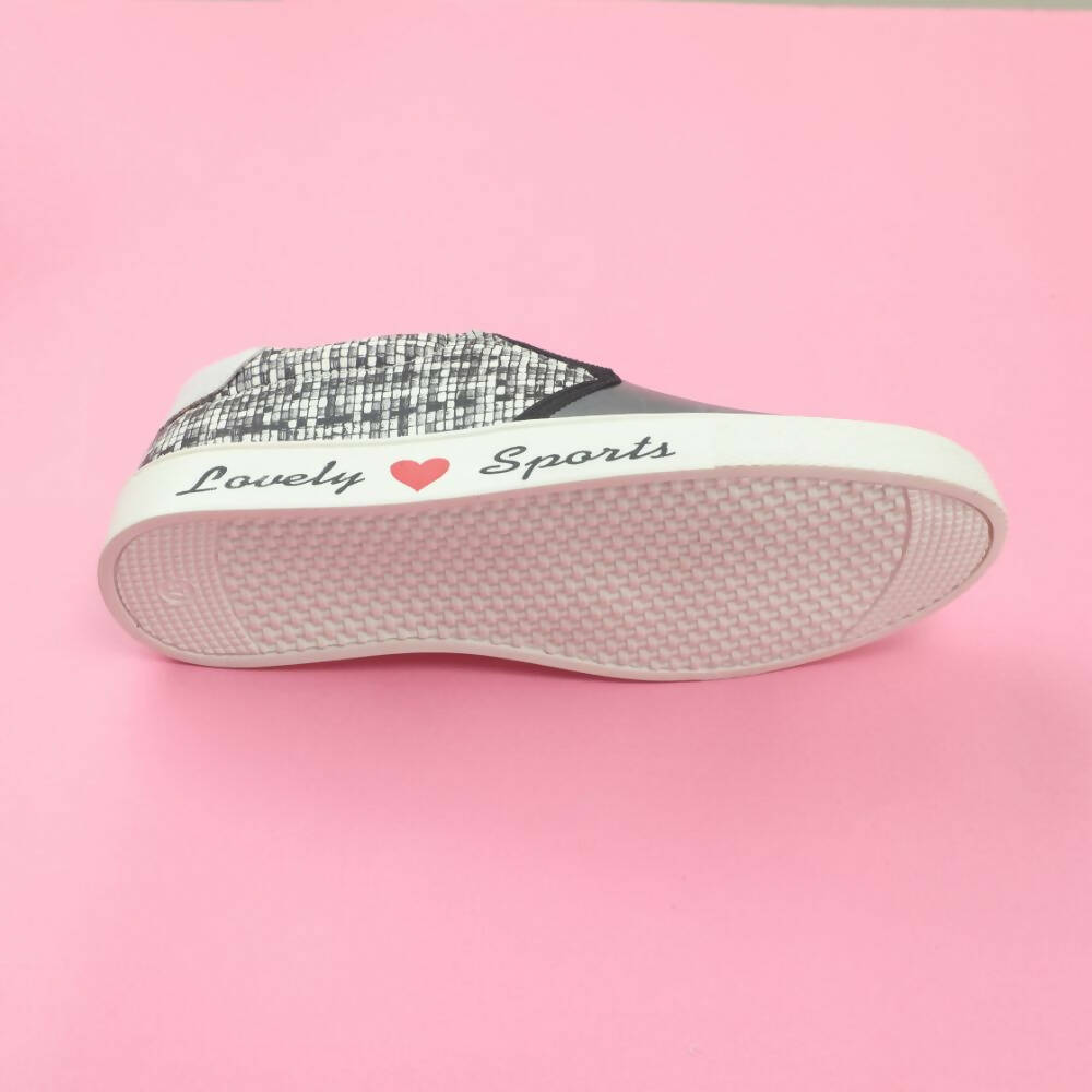 Tiny Bugs Girls Butterfly Print Slip Ons Sneakers - Dark Grey
