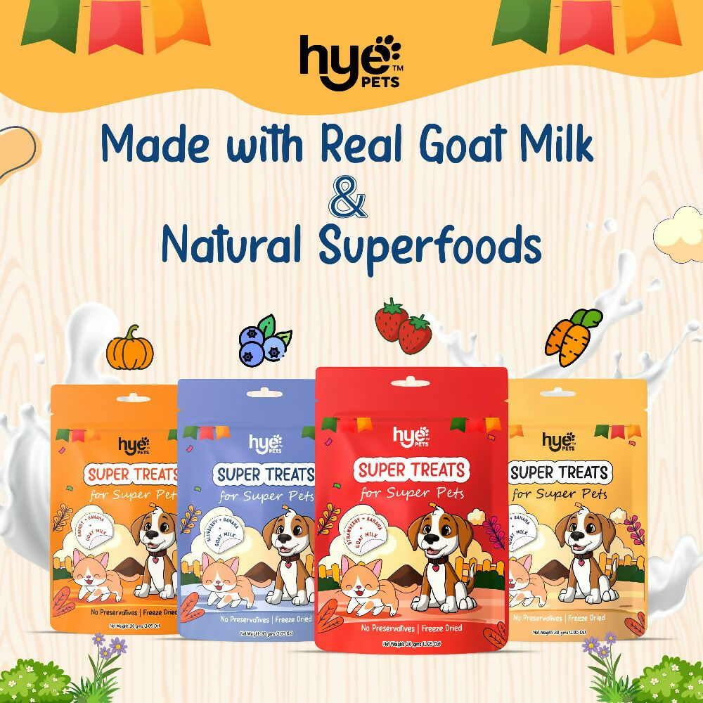 Hye Pets Super Treats For Super Pets – Freeze Dried Treats Made With Goat Milk, Pumpkin & Banana