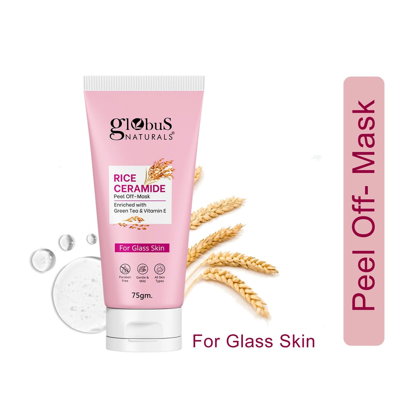Globus Naturals Rice Ceramide Peel Off Mask, For Korean Glass Skin