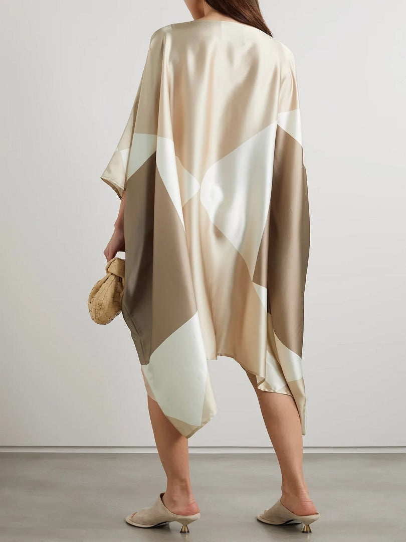 Soft Satin Silk Belt Style V-Neck Style Short Kaftan For Luxury Wear J5709