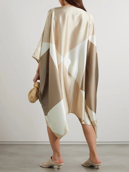 Soft Satin Silk Belt Style V-Neck Style Short Kaftan For Luxury Wear J5709