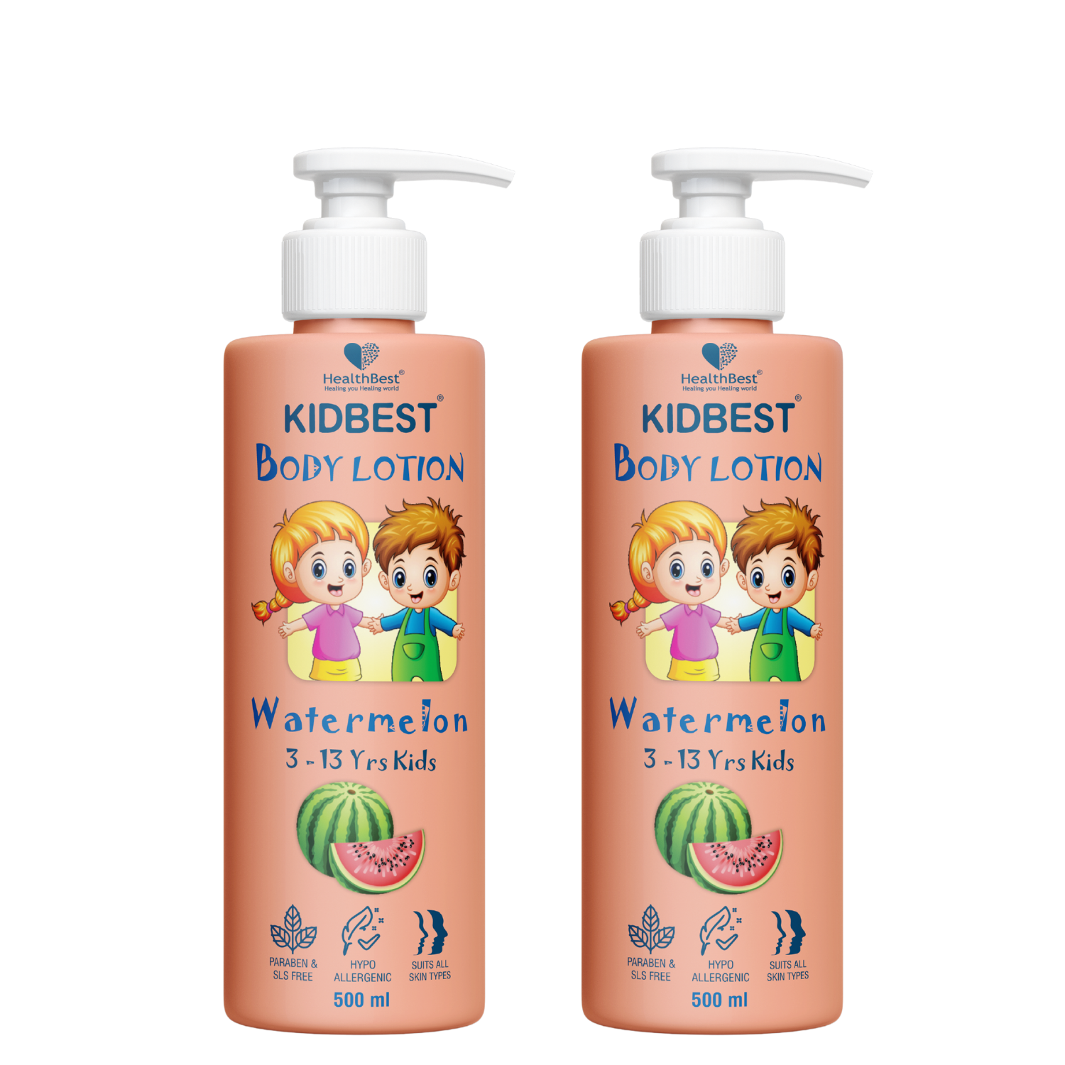 Health Best Kidbest Body Lotion for 3-13 Years Kids Pack of 2 - 500 ml