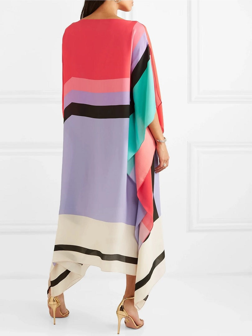 Latest Soft Silk Crepe Striped Printed Kaftan J5600