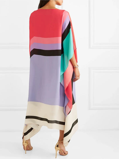 Latest Soft Silk Crepe Striped Printed Kaftan J5600