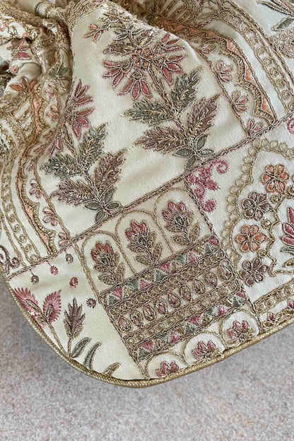 Beautiful Jaipuri Embroidered Poly silk Potli bag