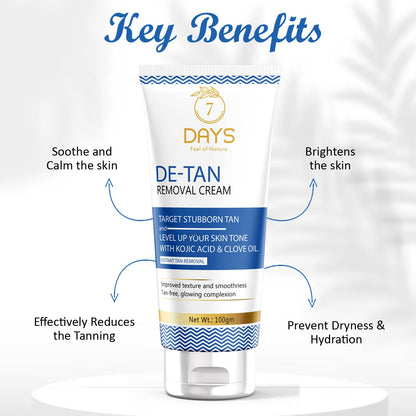 7Days Organic De-Tan Tan Removal Cream - 100 gms