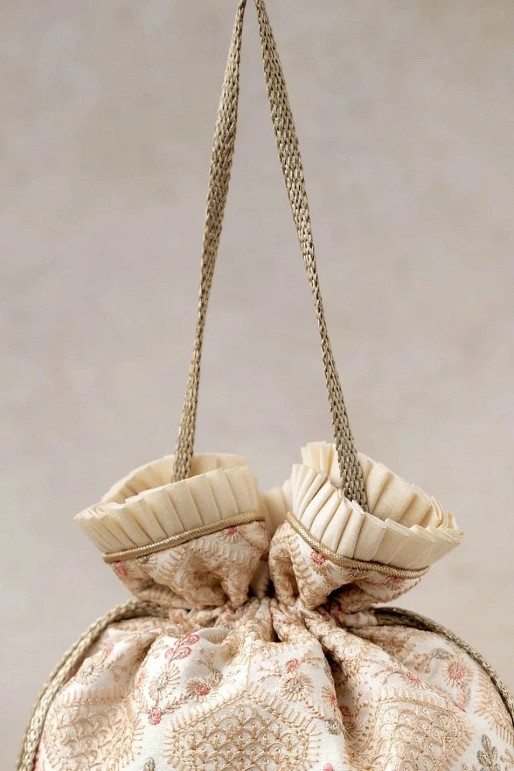 Poly silk Embroidered Wedding Potli Bag