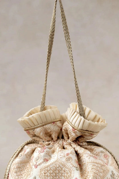 Poly silk Embroidered Wedding Potli Bag