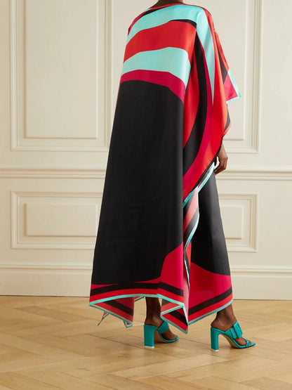Daily Wear Calf Length Women Printed Satin Silk Kaftan J5588