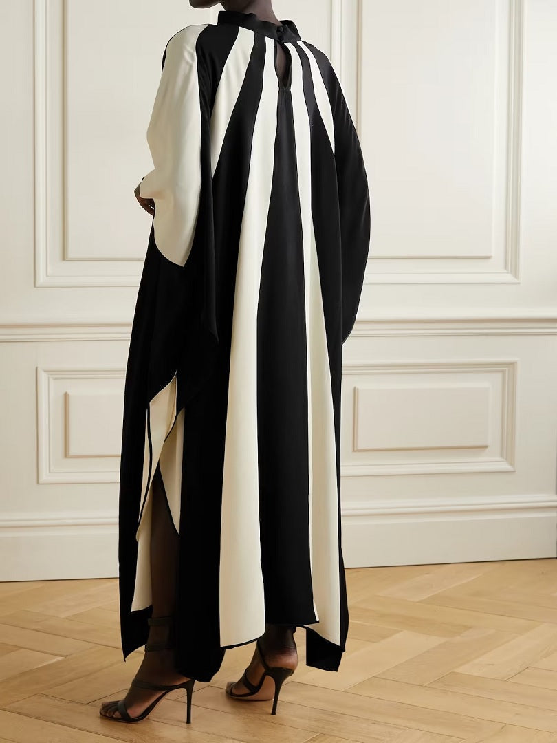 Women's Lines Printed Soft Satin Silk Kaftan Top Daily Wear J5630