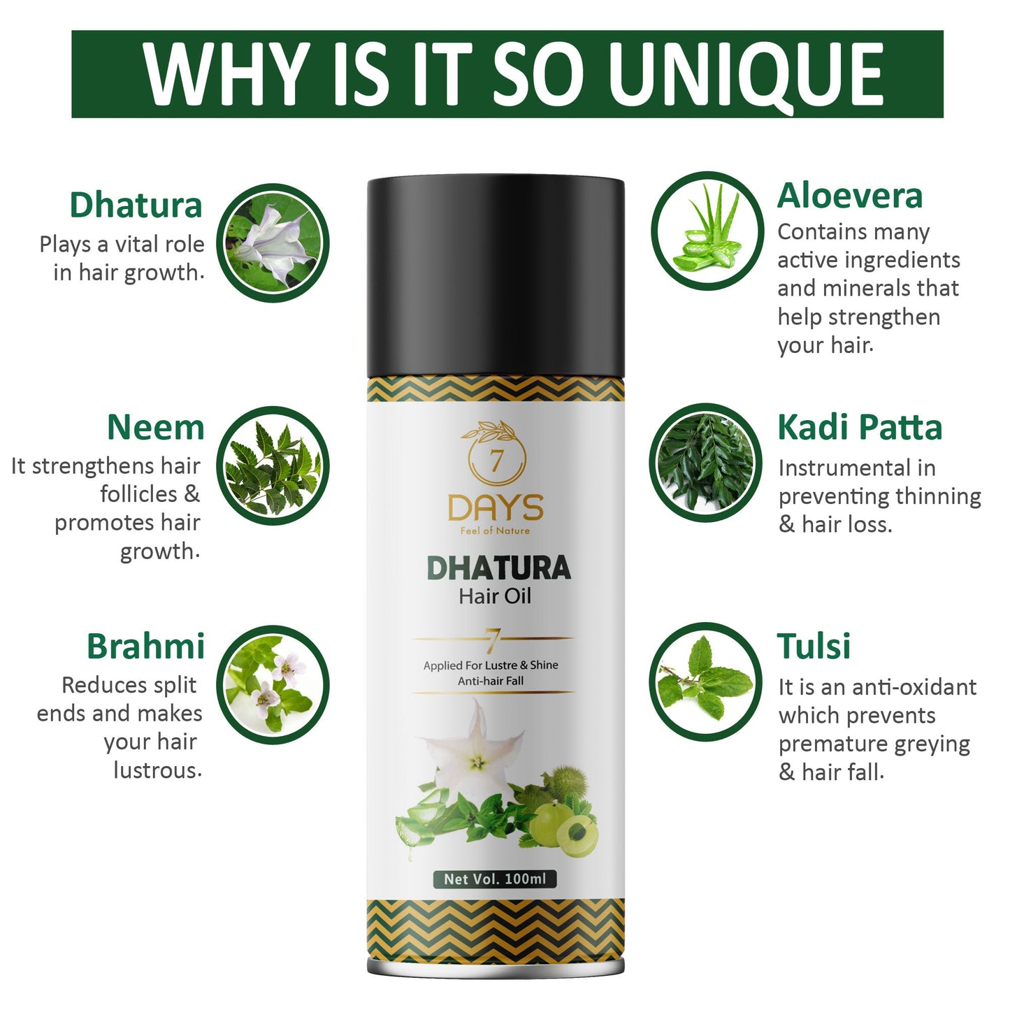 7Days Organic Dhatura Hair Oil - 100 ml