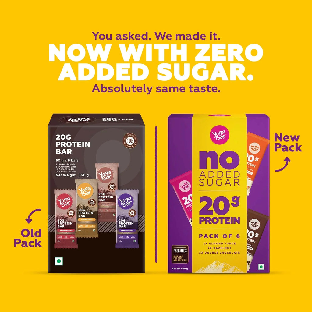 Yogabar Variety Pack 20g Protein Bar Pack of 6 - 420 gms