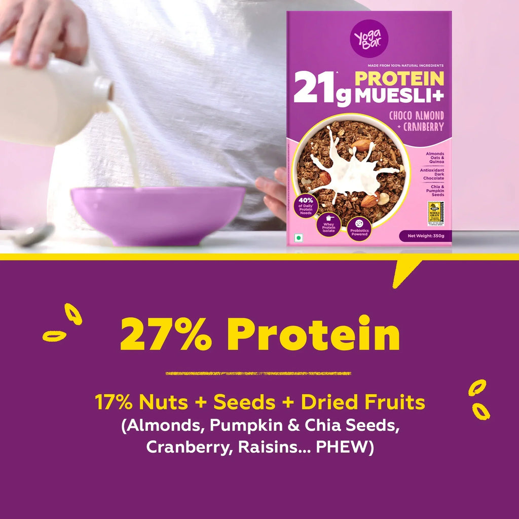 Yogabar 21g Protein Muesli Choco Almond - 350 gms