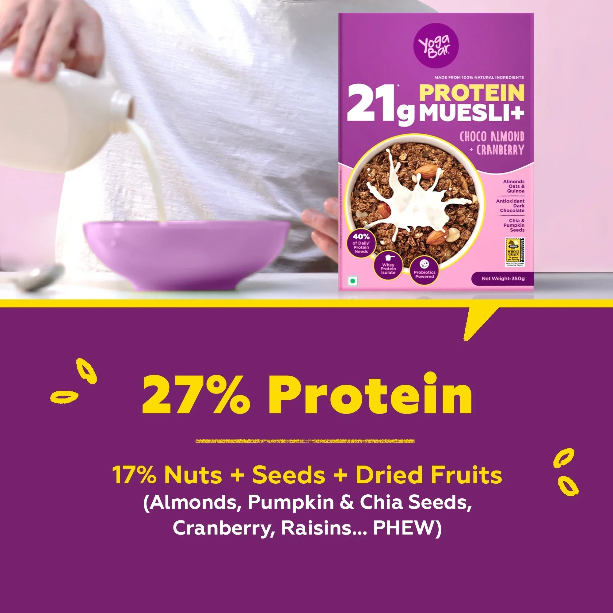 Yogabar 21g Protein Muesli Choco Almond - 350 gms