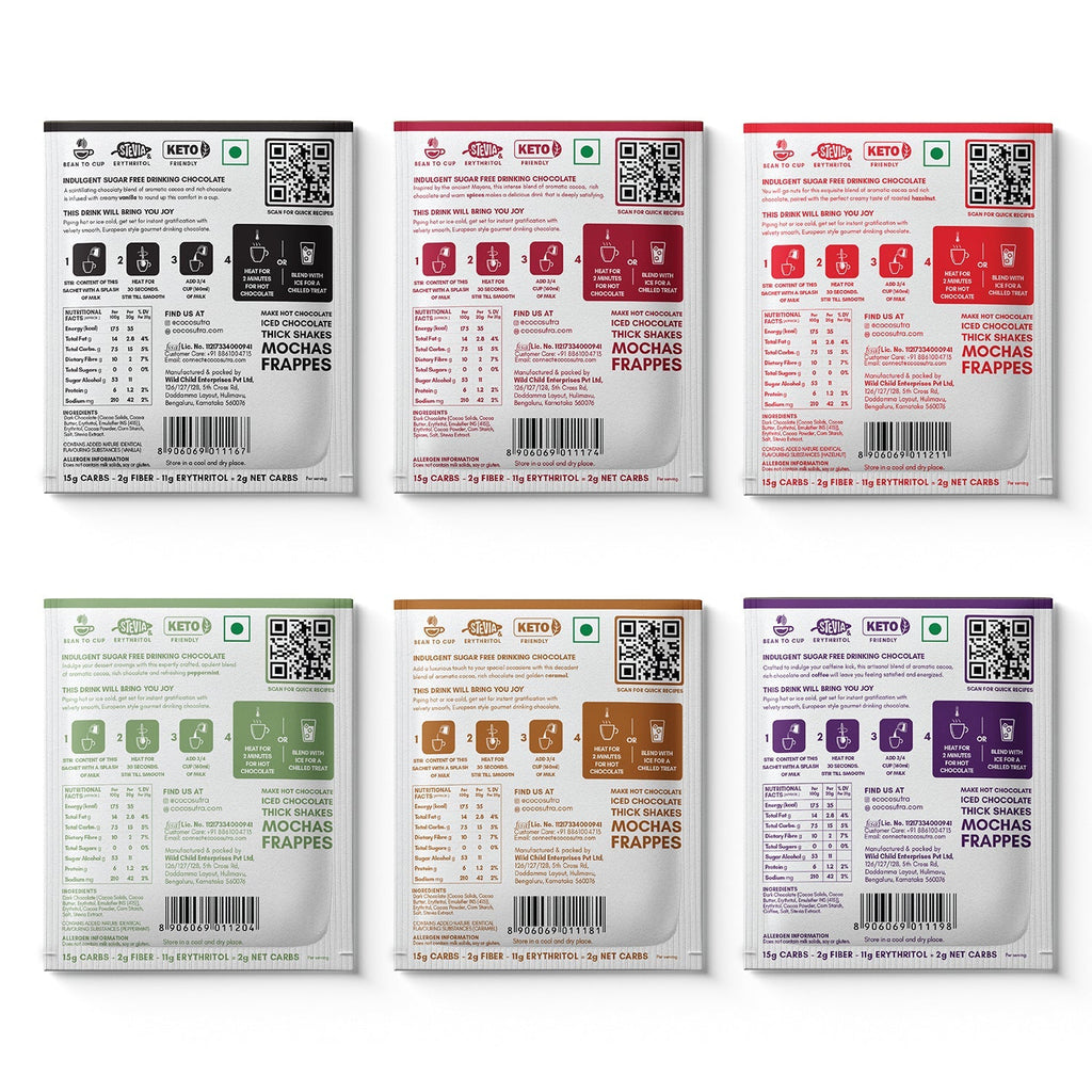 Cocosutra Sugar Free Drinking Chocolate Hamper Six Flavors