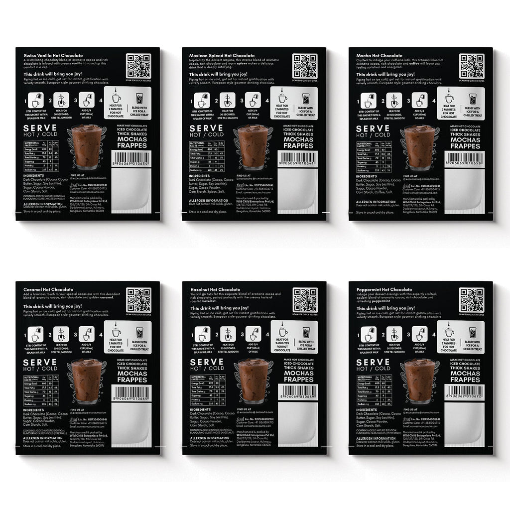 Cocosutra Hot Chocolate Hamper 6 Drinking Chocolate Flavors
