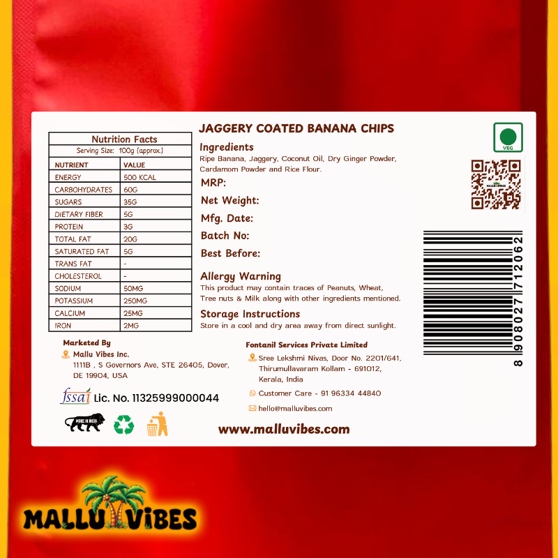 Mallu Vibes Jaggery Coated Banana Chips