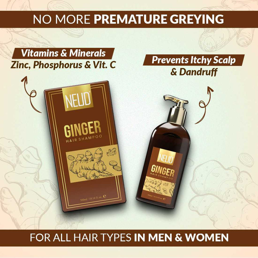Neud Ginger Hair Oil and Shampoo for Men & Women Combo