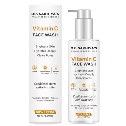 Dr.Sakhiya Vitamin C Face Wash Daily Glowing and Brightening Cleanser with Antioxidants